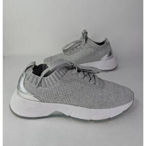 Nurture Response Lynx Silver Metallic Knit + Leather Comfort Sneakers Size 7M